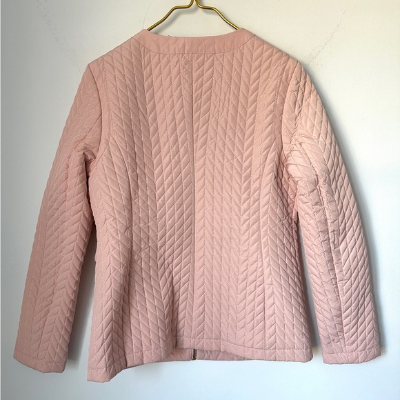 Karl Lagerfeld Paris Pink Quilted Lined Zip Front Jacket Coat Women’s Small - Picture 3 of 7